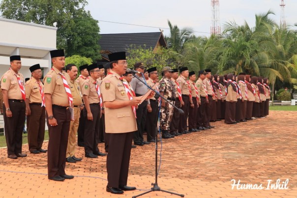 HM Wardan memimpin Apel Gelar Senja Kwartir Cabang 04.02 Gerakan Pramuka Kabupaten Inhil/adv