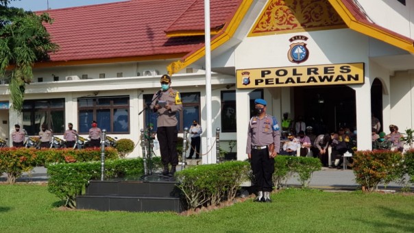Wakapolres Pelalawan Pimpin Apel Gelar Pasukan Ops Patuh Lancang Kuning 2020 di Polres Pelalawan