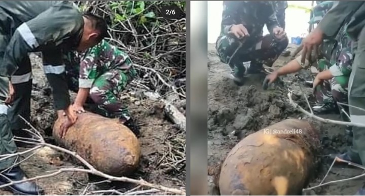 Viral TNI Evakuasi Bom Peninggalan Perang Dunia II di Sulawesi Selatan, Netizen: Takut Lihatnya (foto/int)
