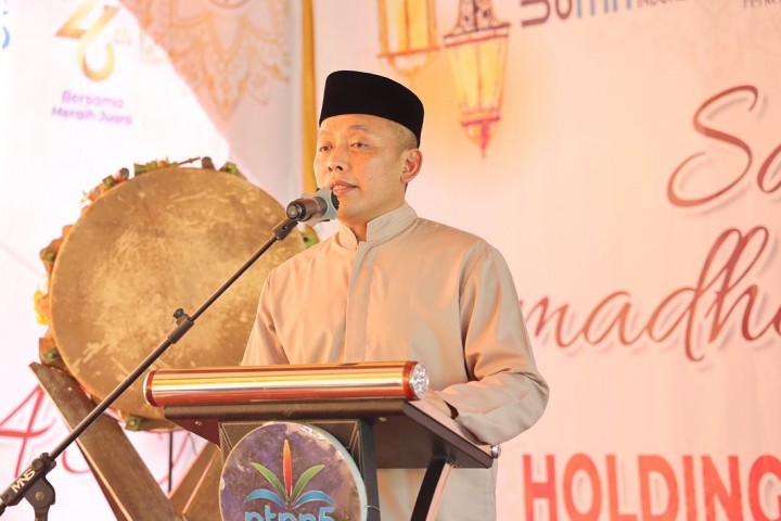 CEO PTPN V, Jatmiko Santosa dalam sambutannya pada perayaan Idul Fitri 