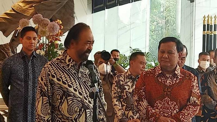 Pertemuan Prabowo Subianto dengan Surya Paloh. Sumber: Investor.id
