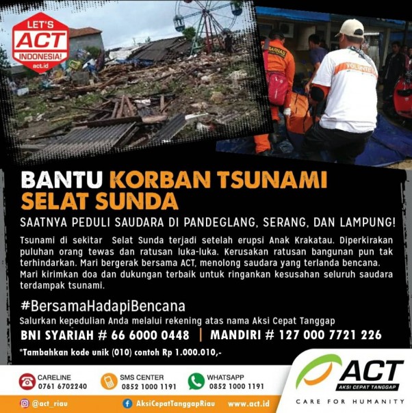  Tim Emergency Response ACT bersama tim dari yang lainnya terus menyisir wilayah-wilayah terdampak tsunami di sekitar Selat Sunda,/ist