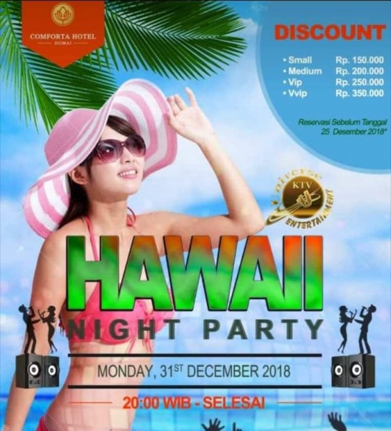 Brosur acara Hawai Night Party
