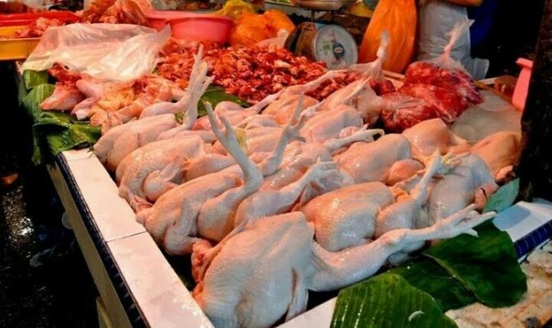 Daging ayam dijual di pasar (foto/int) 