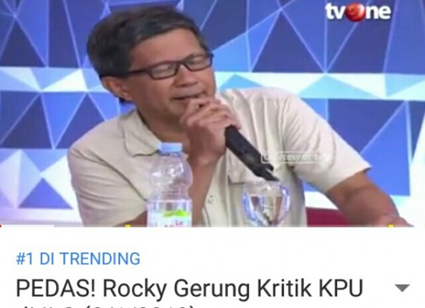 Video Rocky Gerung mengkritik KPU habis-habisan jadi trending 1 (foto/youtube) 