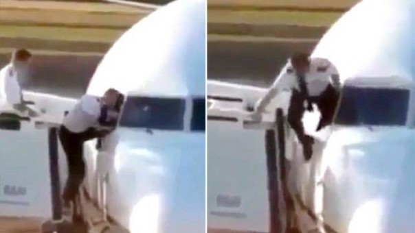 Video yang memperlihatkan seorang pilot masuk kokpit melalui jendela yang saat ini viral di medisos. Foto: int 