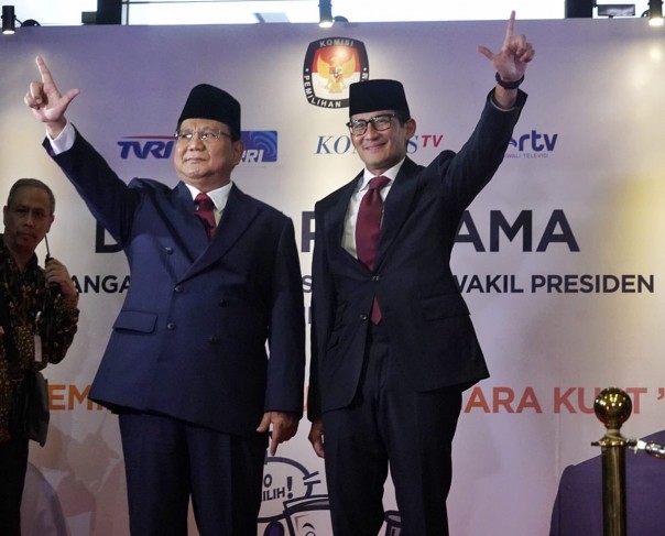 Pasangan capres dan cawapres nomor urut 02, Prabowo Subianto-Sandiaga Uno