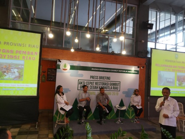 BRG dan Pemrov Riau mengelar diskusi bersama awak media terkait pencapaian di tahun 2018