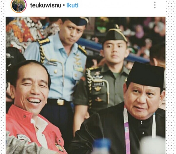 Teuku Wusni unggah foto Prabowo dengan Jokowi (foto/int) 