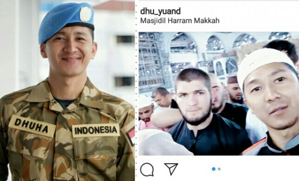 Personil TNI AU ini bertemu Khabib Nurmagomedov di tanah suci, Mekah (foto/instagram) 