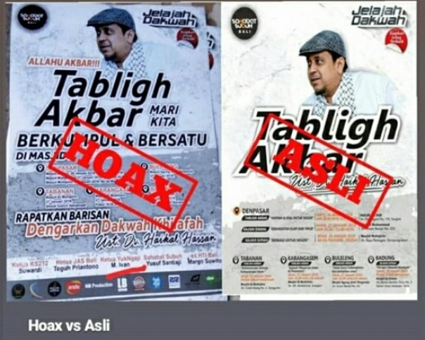 Poster acara Ustaz Haikal Hassan di Bali diedit pihak yang tidak bertanggungjawab (foto/instagram) 