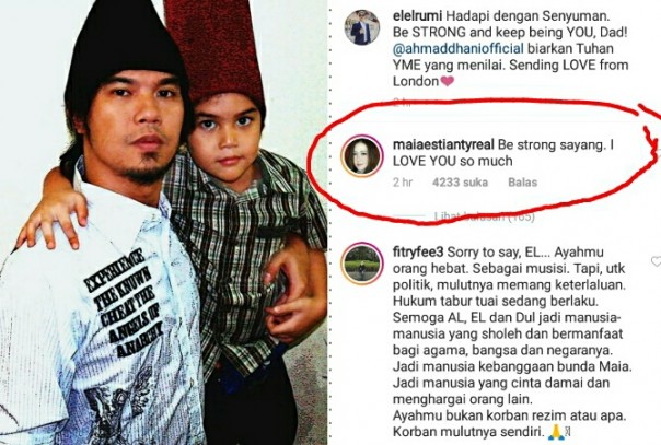 Anak Ahmad Dhani, El memberikan dukungan untuk ayahnya (foto/instagram) 