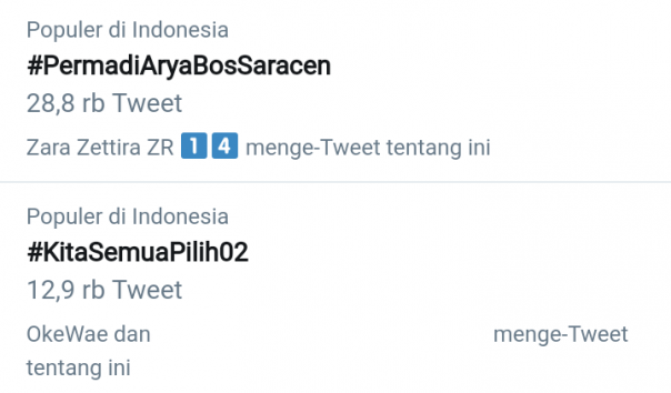 #PermadiAryaBosSaracen Trending Topik di Twitter