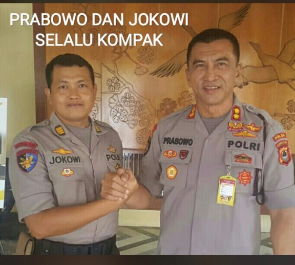 Viral foto polisii bernama Prabowo dan Jokowi (foto/instagram) 
