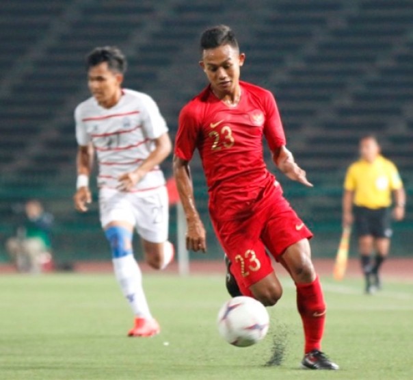 Sani Rizki Fauzi yang ikut menyumbang satu gol untuk timnas U22 saat laga melawan Thailand. Foto: int 
