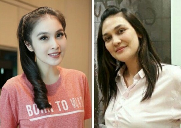Sandra Dewi (kiri) dan Luna Maya (kanan) 
