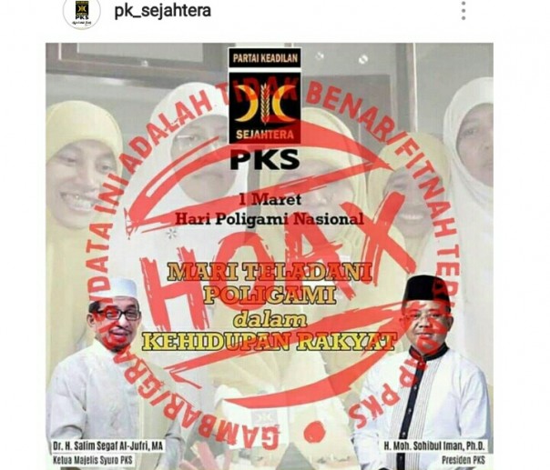 PKS diserang hoax isu poligami (foto/instagram)