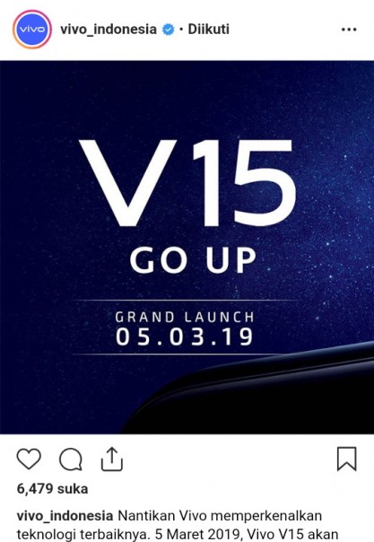 vivo V15 yang merupakan produk terbaru vivo di Indonesia./int
