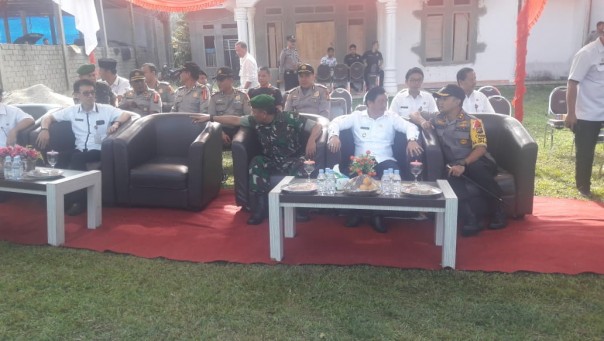 Wakil Bupati Kuansing H. Halim bersama Kapolres Kuansing, AKBP Muhammad Mustofa saat menghadiri Simulasi Pemilu/zar