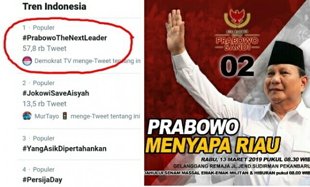 Besok Prabowo akan sampaikan pidato kebangsaan di Riau (Foto/int) 