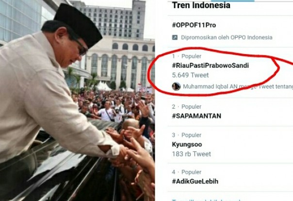 Ribuan warga Riau sambut kedatangan Capres 02 Prabowo Subianto (foto/int) 