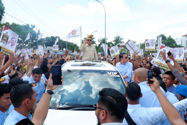 Capres Nomor Urut 02, Prabowo Subianto saat hadir di Pekanbaru, Riau