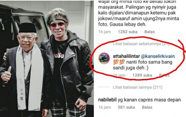 Atta Halilintar foto dengan Kiai Ma'ruf disindir netizen (foto/instagram) 