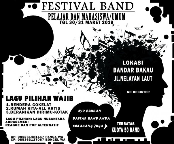 Festival Band Pelajar dan Mahasiswa/Umum se Riau 30-31 Maret/ist
