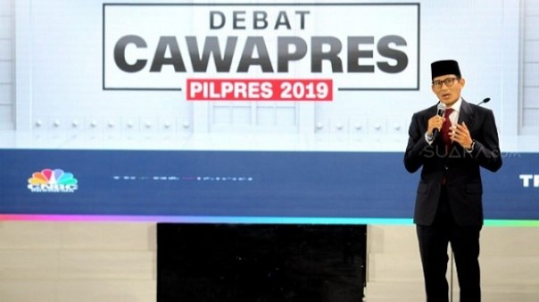 Sandiaga Uno dalam debat cawapres yang digelar Minggu 17 Maret 2019 malam tadi. Foto: int 