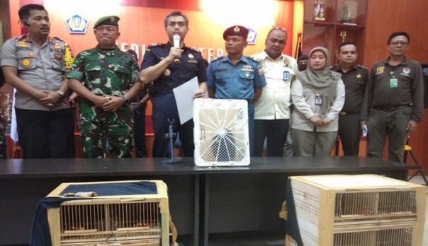 Petugas Bea Cukai Madya Pabean Dumai, Provinsi Riau, menggagalkan penyelundupan puluhan ekor hewan satwa dilindungi/zal