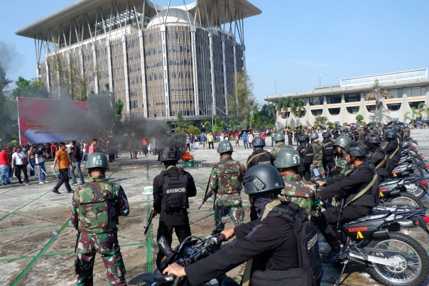 Personil TNI-Polri Siap Amankan Pemilu Serentak 2019. Foto (Riau24/amri) 
