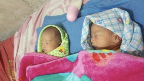 Bayi kembar yang diberi nama M Prabowo dan M Sandiaga. Foto: int 