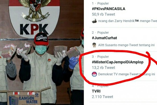 Tagar Misteri Cap Jempol di Amplop trending topik di twitter Indonesia (foto/int)
