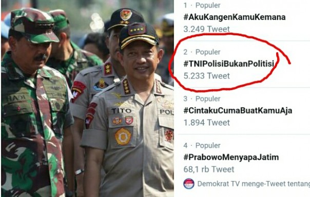 Tagar TNI Polisi Bukan Politisi viral (foto/int) 