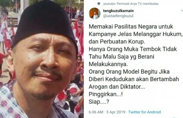 Abu Janda tanggapi kicauan Ustaz Tengku Zulkarnain (Foto/twitter)