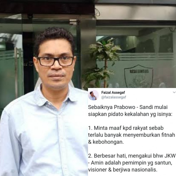 Cuitan Faizal Assegaf yang meminta Prabowo-Sandi siapkan pidato kekalahan