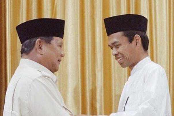 UAS menyatakan dukungannya kepada capres nomor urut 02 Prabowo Subianto. Foto: int 