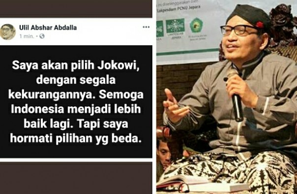 Ulil Abshar Abdalla dukung Jokowi-Ma'ruf di Pilpres 2019 (foto/int)