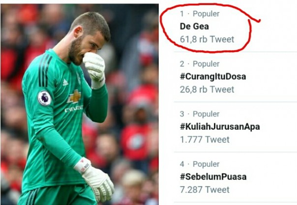 Nama De Gea jadi trending medsos di Indonesia (foto/int)