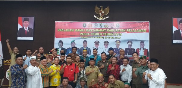 Deklarasi damai masyarakat Kabupaten Pelalawan Pasca Pemilu 2019, di Auditorium Kantor Bupati Pelalawan/ardi