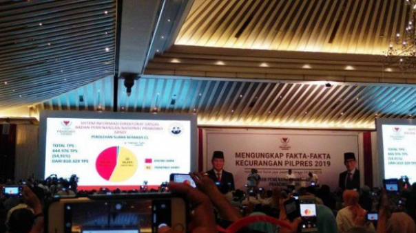 BPN Prabowo-Sandi mengungkapkan hasil rekap yang dirangkum di lapangan. Foto: int 