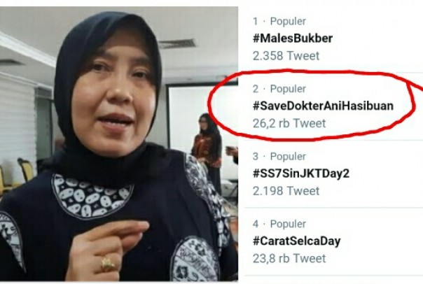 Netizen lambungkann tagar #SaveDokterAniHasibuan (foto/int)