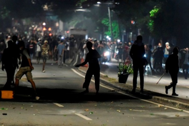 Salah satu kawasan di Jakarta, yang dilanda kerusuhan setelah demo damai di Gedung Bawaslu RI, tadi malam. Foto: int 