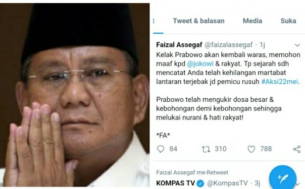 Faizal Assegaf singgung nama Prabowo Subianto atas kericuhan aksi 22 Mei (foto/int)