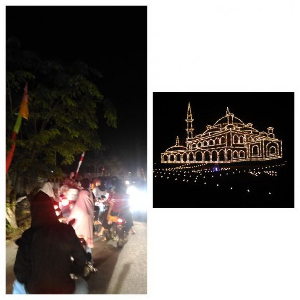 Masyarakat tumpah ruah di jalan untuk menyaksikan kemeriahan suasana festival lampu colok/hari