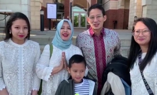 Sandiaga Uno beserta keluarganya berlebaran atau sambut hari raya Idul Fitri 1440 hijriah di Amerika Serikat (foto/int)