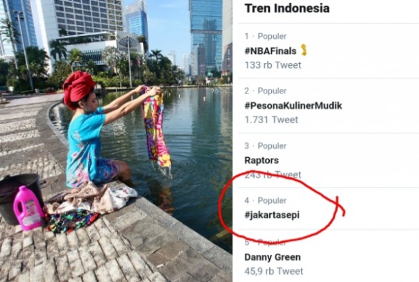Netizen lambungkan tagar #jakartasepi dan foto-foto dengan pose unik (foto/int)
