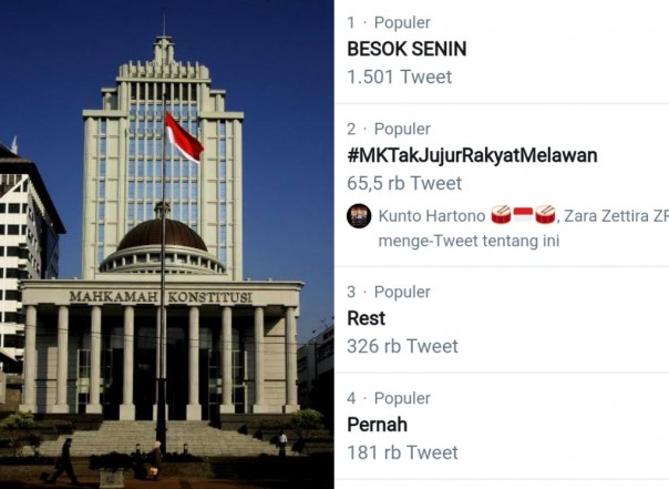 Tagar #MKTakJujurRakyatMelawan Trending Topik di Twitter