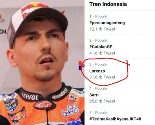 Nama Lorenzo jadi trending topik di Indonesia gara-gara hasil MotoGP Catalunya (foto/int)