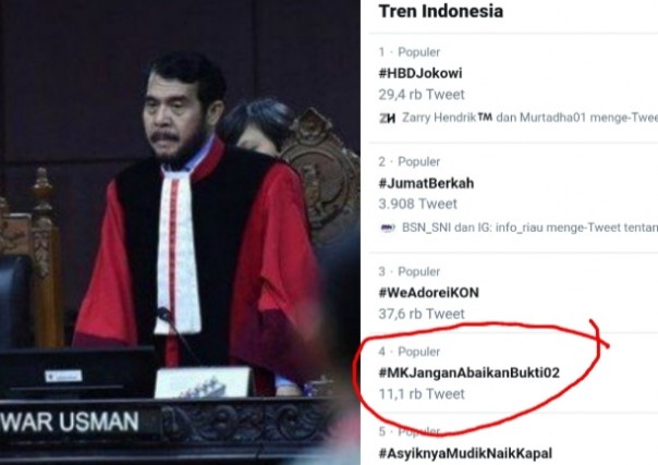 Netizen lambungkan tagar #MKJanganAbaikanBukti02 (foto/int)